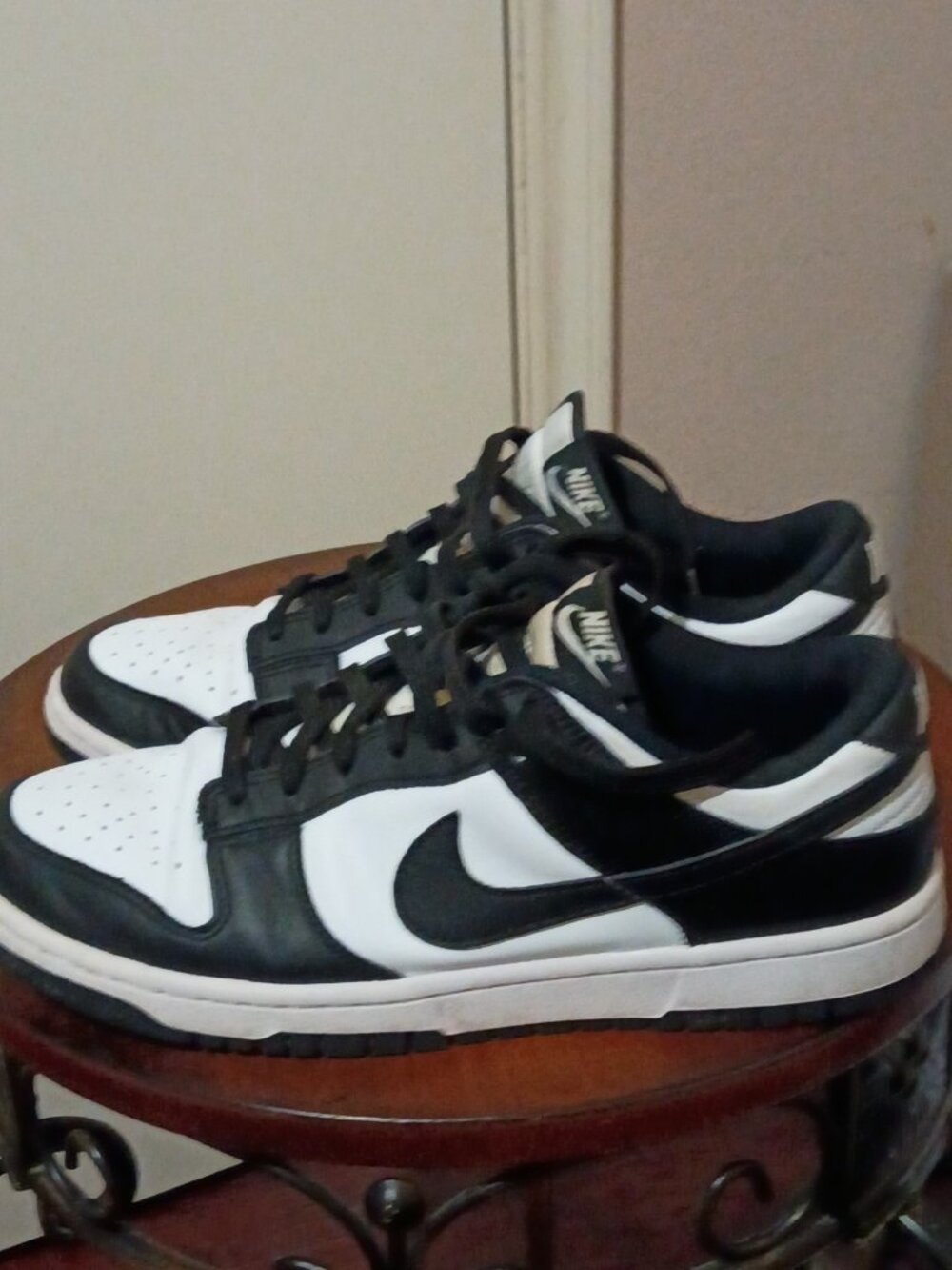 Nike Dunk Low Panda Sneakers Black White Leather Women's Size 10.5 Low Top - Picture 9 of 14